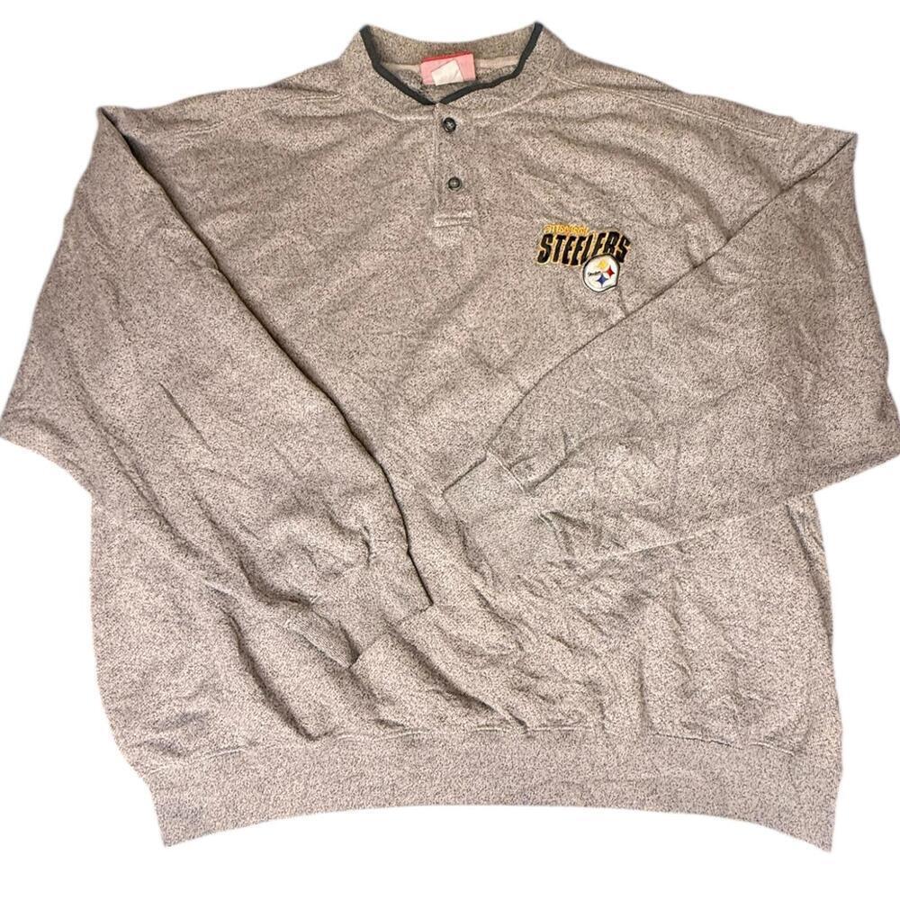Pittsburgh Steelers NFL Henley Sweatshirt Mens XL Vintage Team Apparel